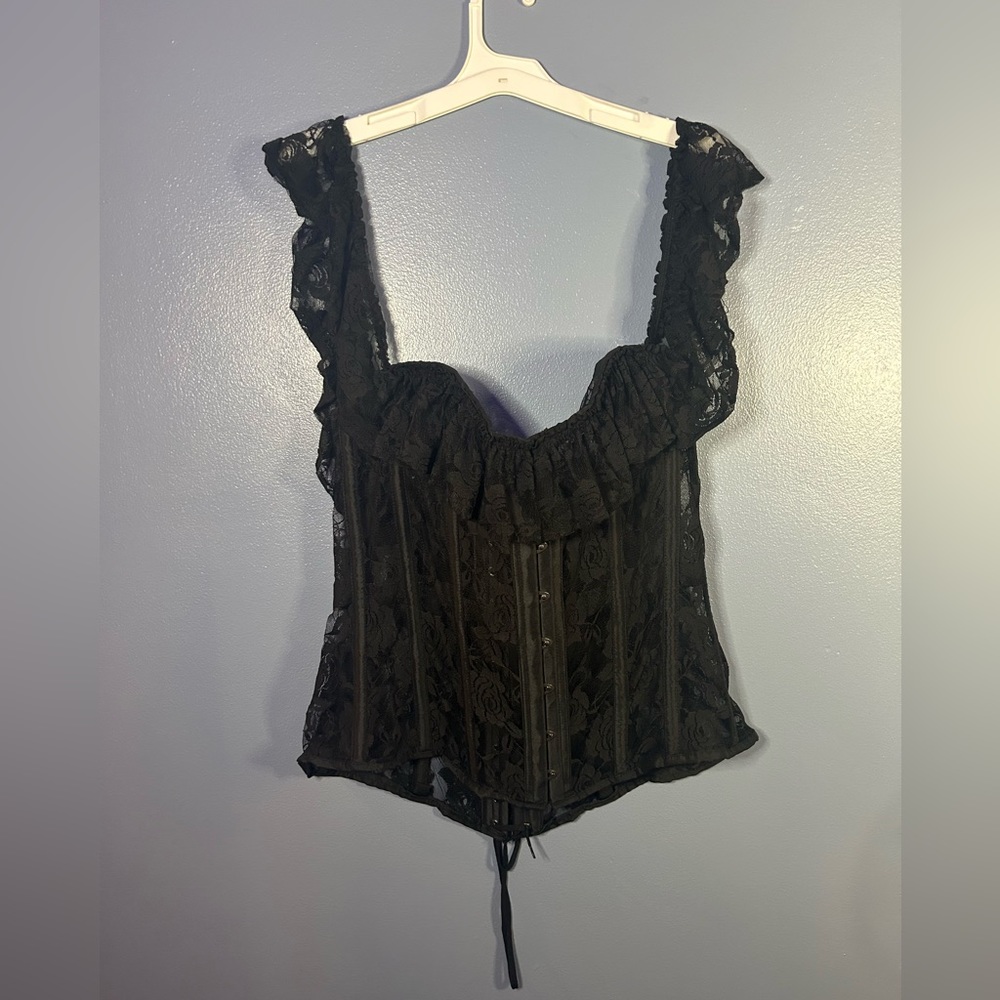 Fashion Nova Boned Black Lace Corset